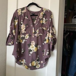 HARPER - MAUVE PURPLE FLORAL GEORGETTE PULLOVER